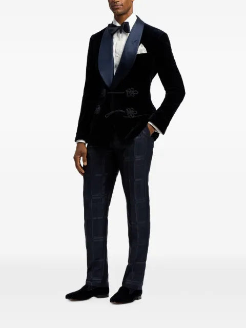 Ralph Lauren Purple Label Astaire double-breasted velvet-texture cotton blazer