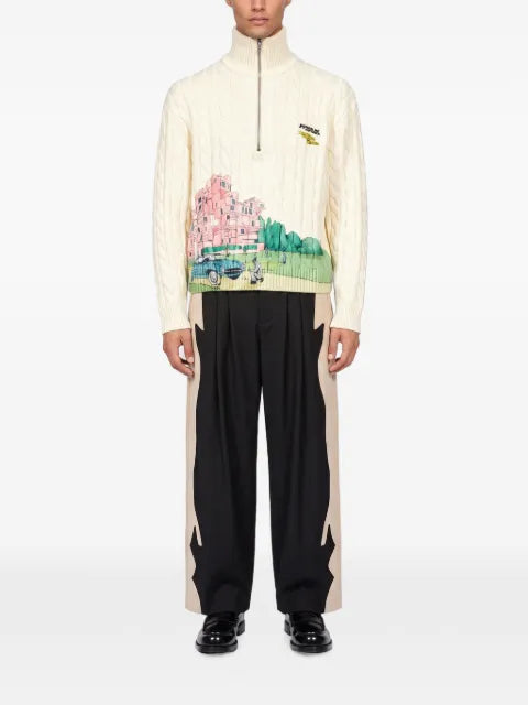 House of errors graphic-print cable-knit sweater