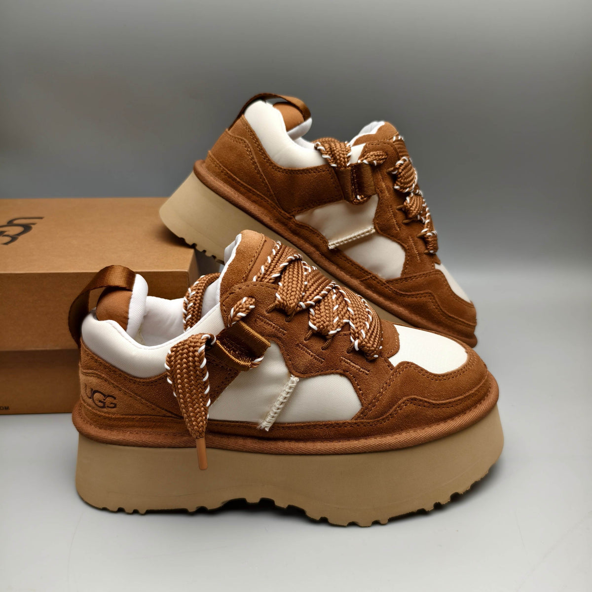 Chestnut Chunky Sole Dad Sneakers — Lace-Up | New Arrival | In Stock