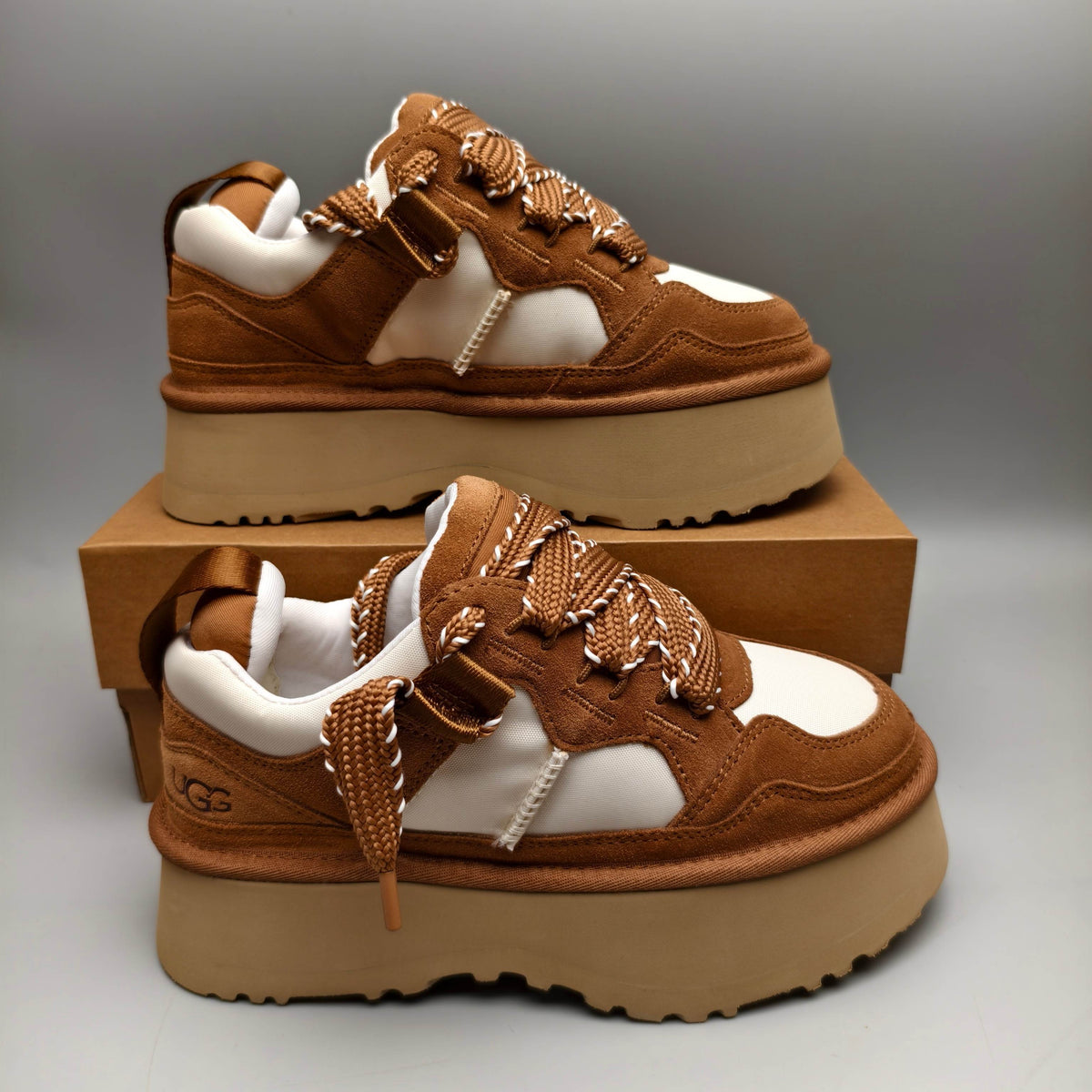 Chestnut Chunky Sole Dad Sneakers — Lace-Up | New Arrival | In Stock