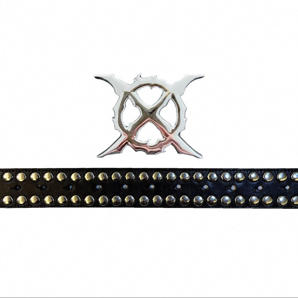GROUPMAREK GMK X Logo Rivet Leather Belt Detachable Metal Buckle Waist