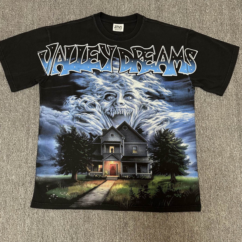VALE USA Valley Dreams Haunted House Graphic T-Shirt