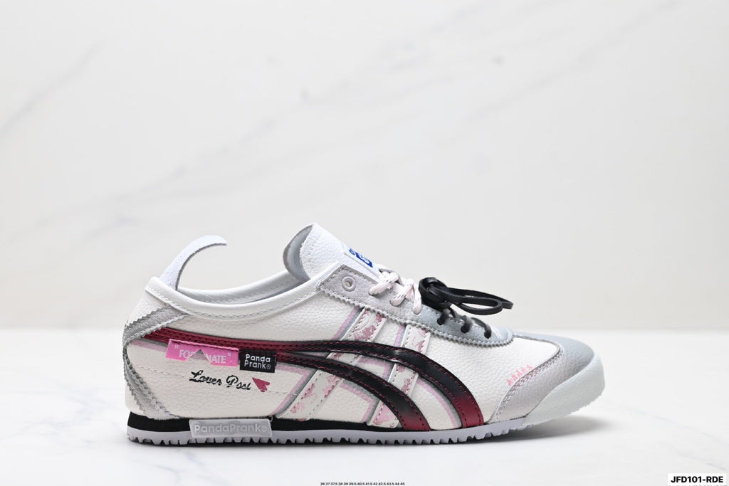 Onitsuka Tiger Retro Low Top White Black Burgundy Unisex Shoes Style 27