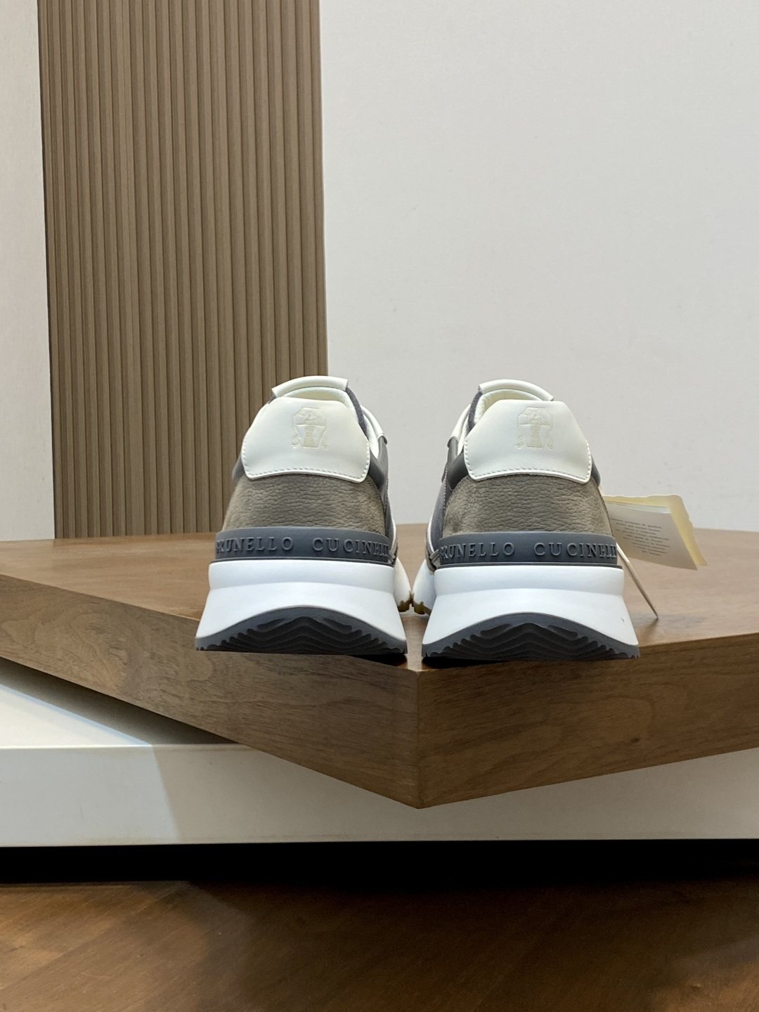 Brunello Cucinelli Gray and Taupe Low-Top Sneakers