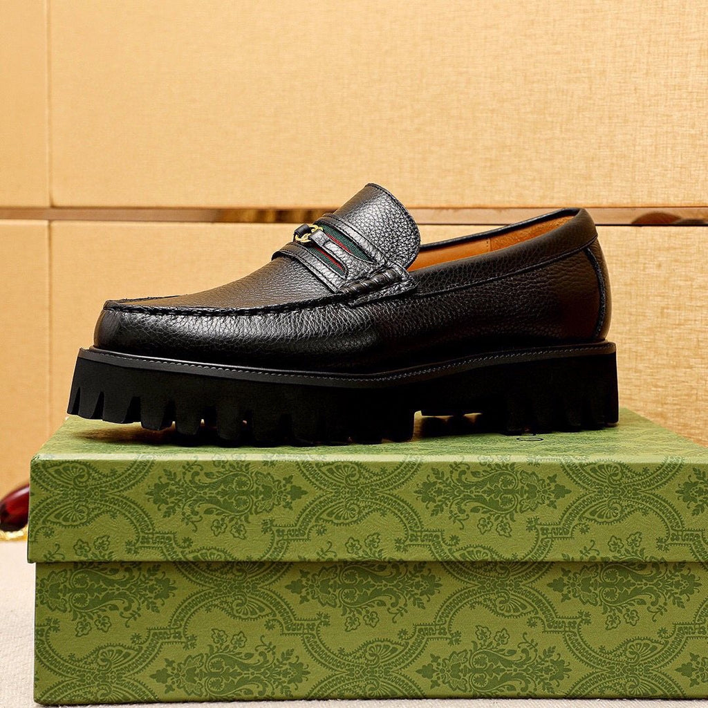 Gucci Black Metal-Bit Lug Sole Loafers