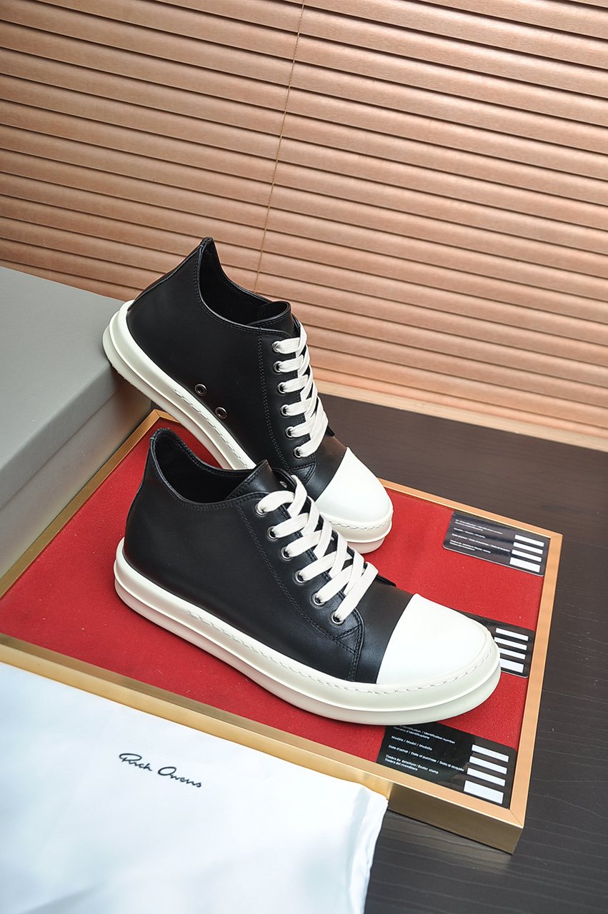 Rick Owens Geometric Seam Platform Low-Top Sneakers