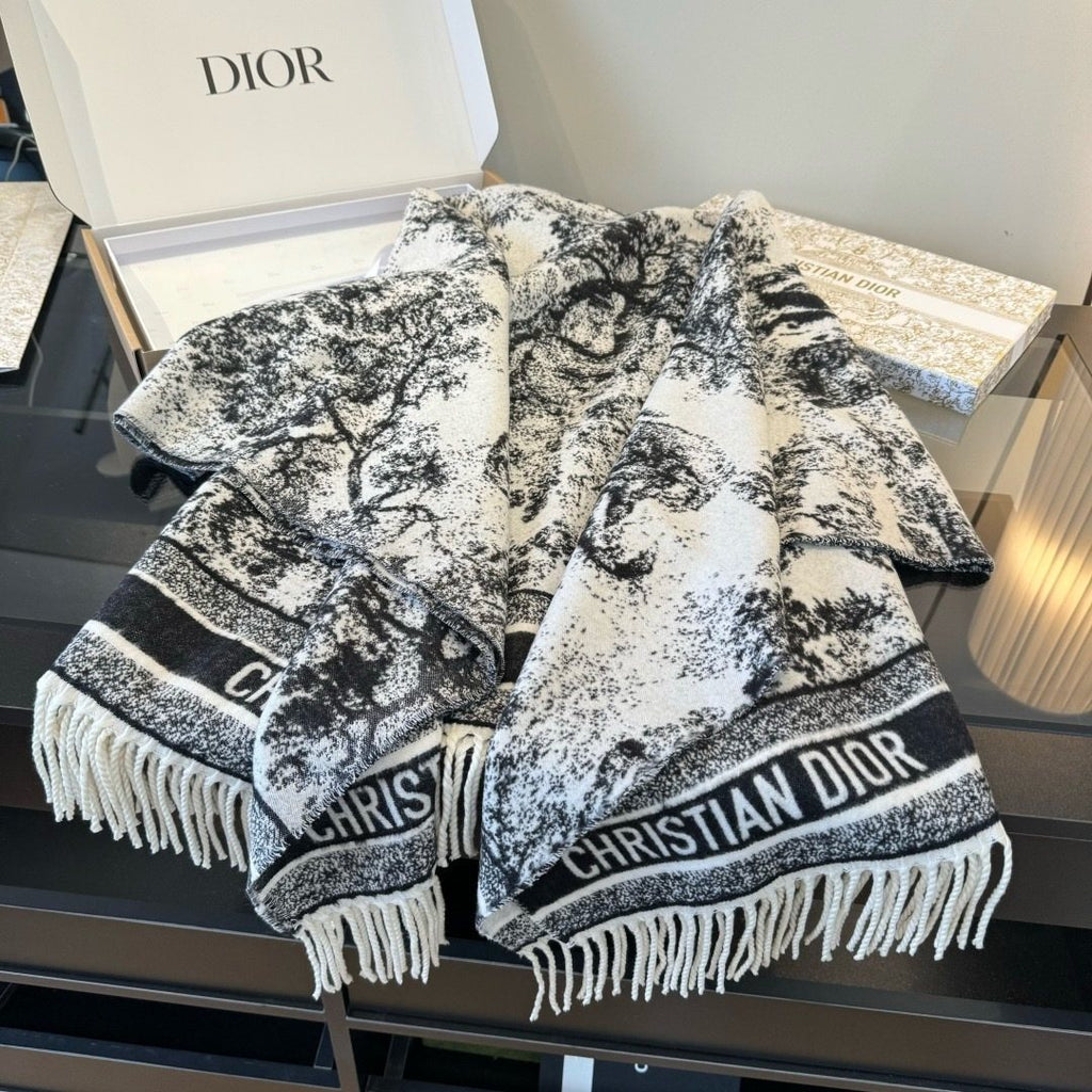 Dior Animal Jacquard Fringed Scarf
