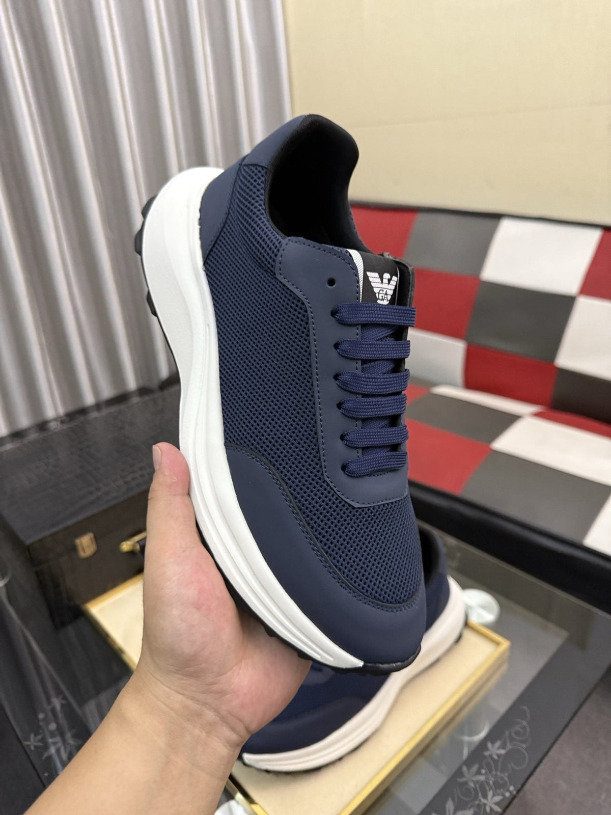 Armani Textured Low-Top Sneakers